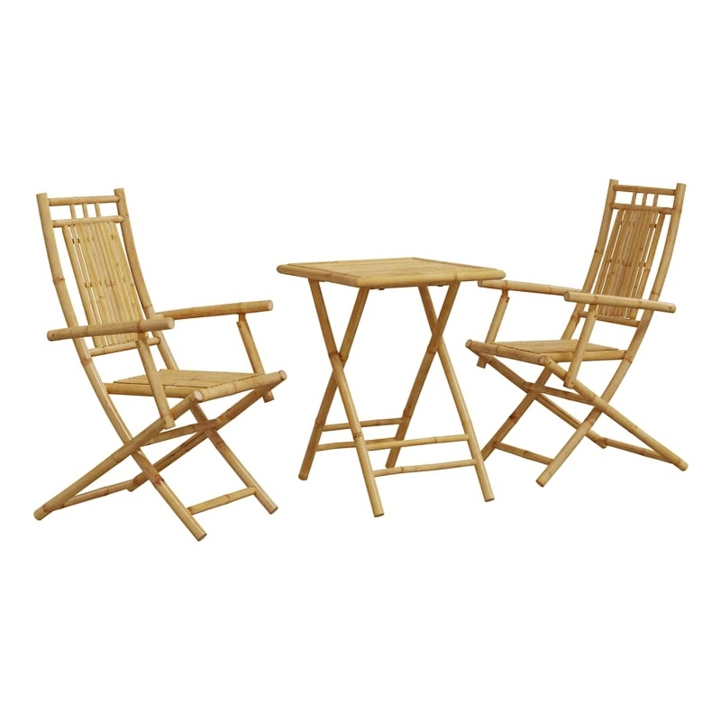 vidaXL 3 Piece Bistro Set Bamboo Brown 29.5