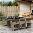 vidaXL 7 Piece Patio Dining Set with Cushions Gray Poly Rattan