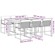 vidaXL 7 Piece Patio Dining Set with Cushions Black Textilene