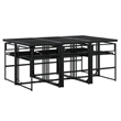 vidaXL 7 Piece Patio Dining Set with Cushions Black Textilene