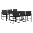 vidaXL 7 Piece Patio Dining Set with Cushions Black Textilene