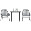 vidaXL 3 Piece Patio Dining Set with Cushions Gray Poly Rattan Glass