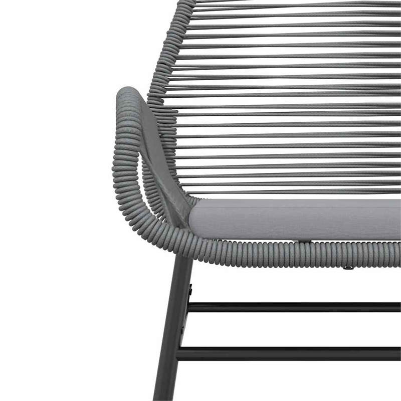 vidaXL 3 Piece Patio Dining Set with Cushions Gray Poly Rattan Glass