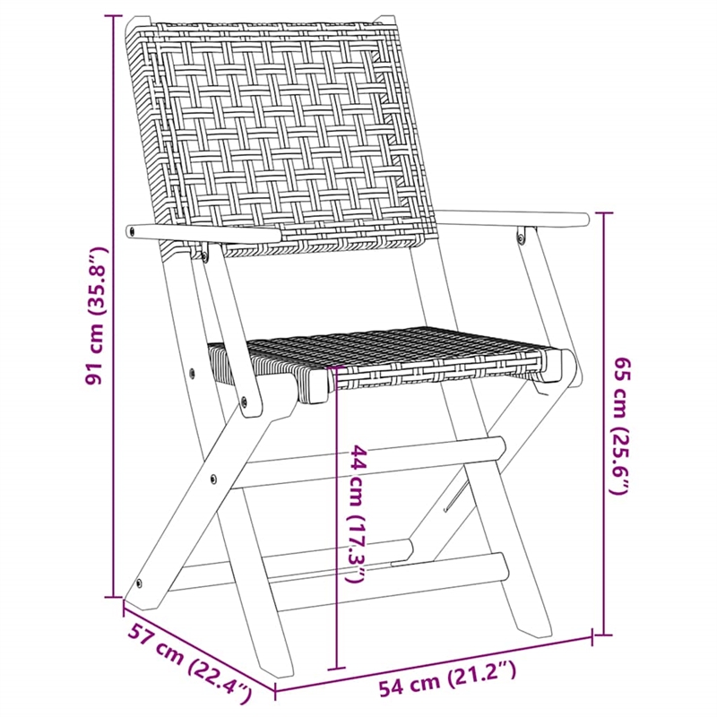 vidaXL 3 Piece Bistro Set Gray Poly Rattan and Solid Wood
