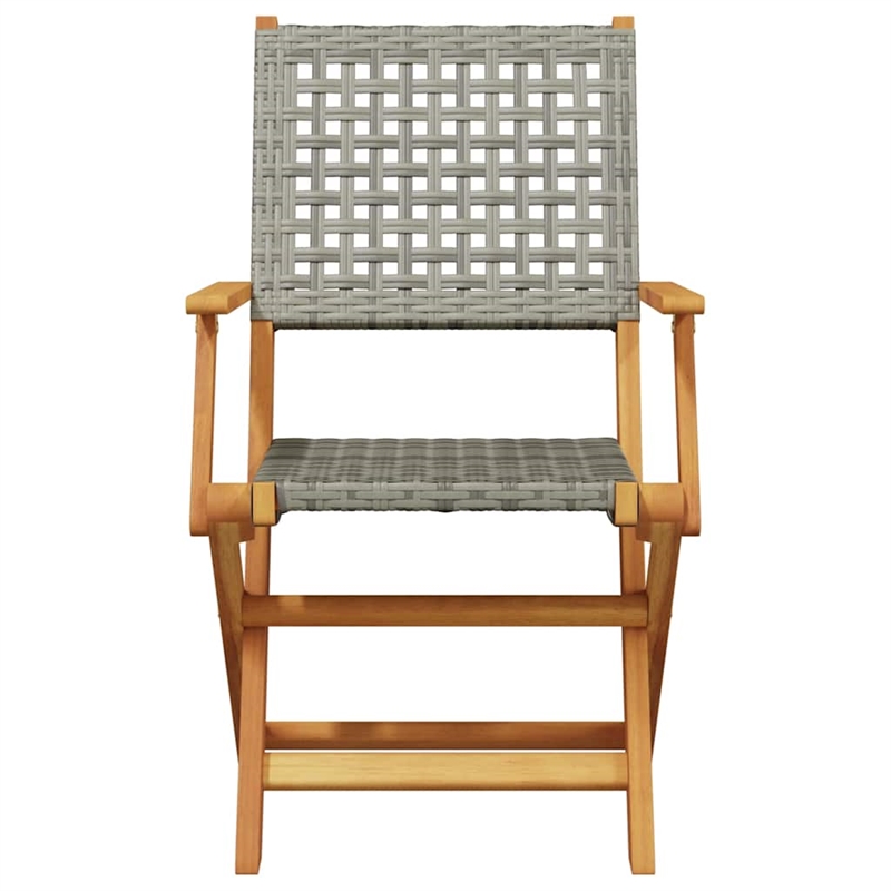 vidaXL 3 Piece Bistro Set Gray Poly Rattan and Solid Wood