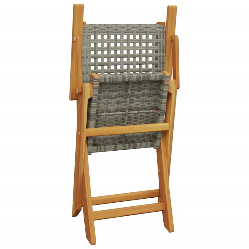 vidaXL 3 Piece Bistro Set Gray Poly Rattan and Solid Wood
