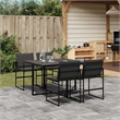 vidaXL 5 Piece Patio Dining Set with Cushions Black Textilene