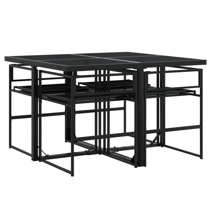 vidaXL 5 Piece Patio Dining Set with Cushions Black Textilene