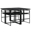 vidaXL 5 Piece Patio Dining Set with Cushions Black Textilene