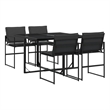 vidaXL 5 Piece Patio Dining Set with Cushions Black Textilene