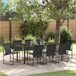 vidaXL Garden Dining Set 9 pcs Black Textilene and Steel