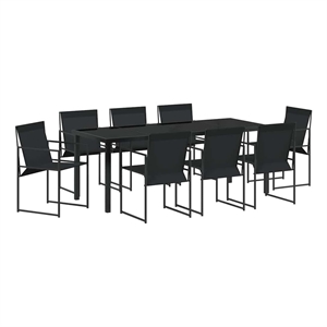 vidaXL Garden Dining Set 9 pcs Black Textilene and Steel