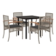vidaXL 5 Piece Patio Dining Set with Cushions Gray Poly Rattan