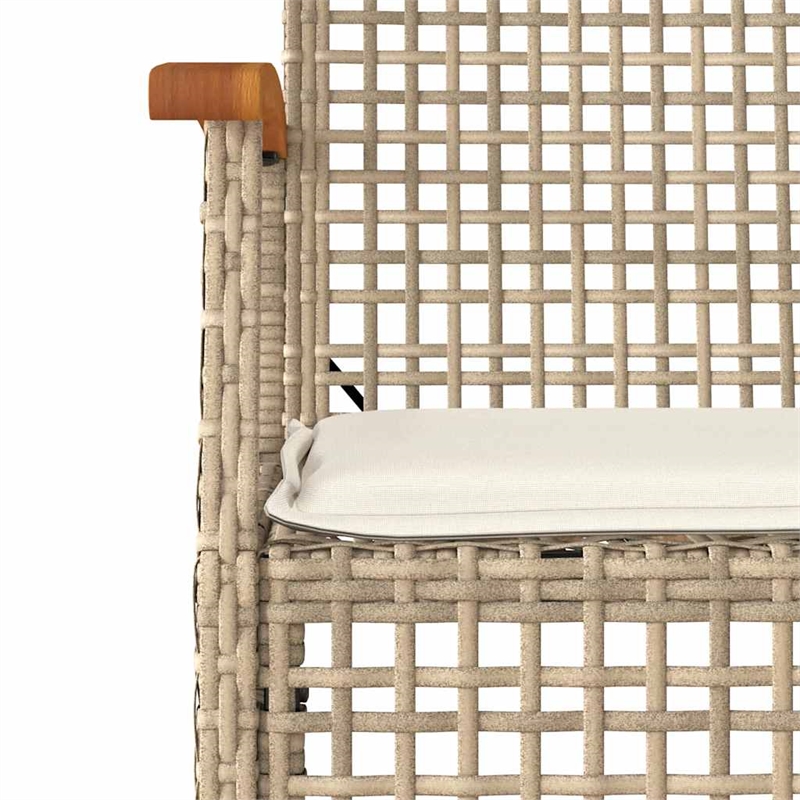 vidaXL 7 Piece Patio Dining Set with Cushions Beige Poly Rattan