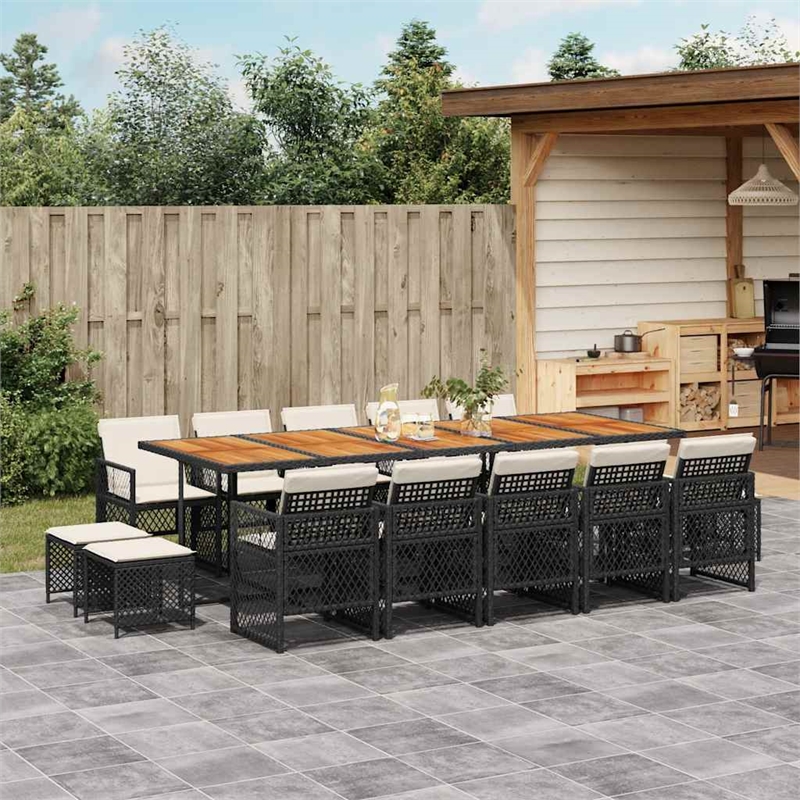 vidaXL Garden Dining Set Black/Cream White