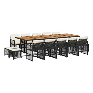 vidaXL Garden Dining Set Black/Cream White