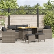 vidaXL 6 Piece Patio Sofa Set with Cushions Gray Poly Rattan