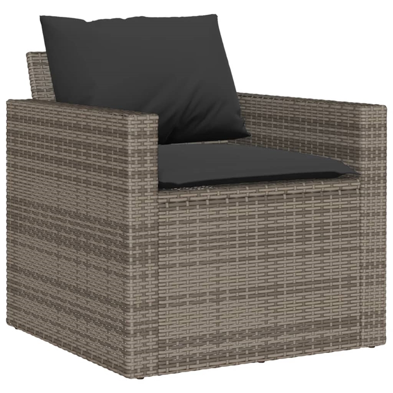 vidaXL 6 Piece Patio Sofa Set with Cushions Gray Poly Rattan