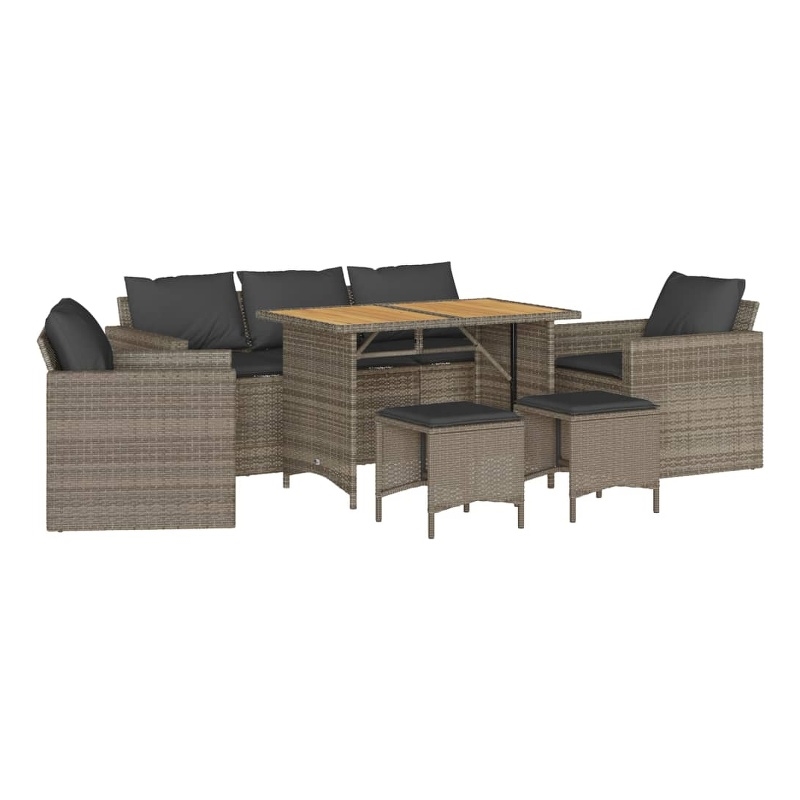 vidaXL 6 Piece Patio Sofa Set with Cushions Gray Poly Rattan