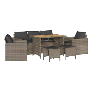 vidaXL 6 Piece Patio Sofa Set with Cushions Gray Poly Rattan