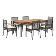 vidaXL 7 Piece Patio Dining Set with Cushions Black Poly Rattan