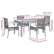 vidaXL 5 Piece Patio Dining Set with Cushions Gray Poly Rattan