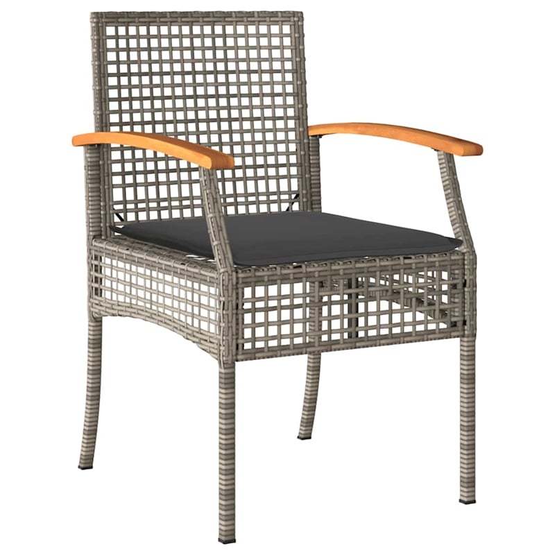 vidaXL 5 Piece Patio Dining Set with Cushions Gray Poly Rattan