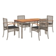 vidaXL 5 Piece Patio Dining Set with Cushions Gray Poly Rattan