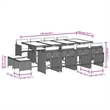 vidaXL 13 Piece Patio Dining Set with Cushions Brown Poly Rattan