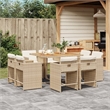 vidaXL 9 Piece Patio Dining Set with Cushions Beige Poly Rattan