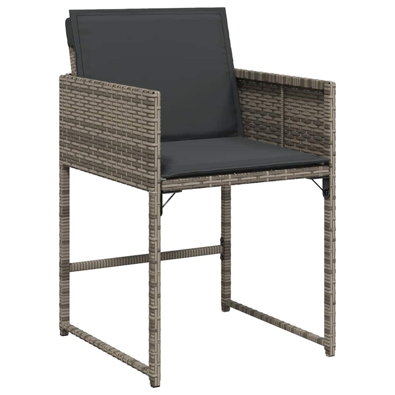 vidaXL 9 Piece Patio Dining Set with Cushions Gray Poly Rattan