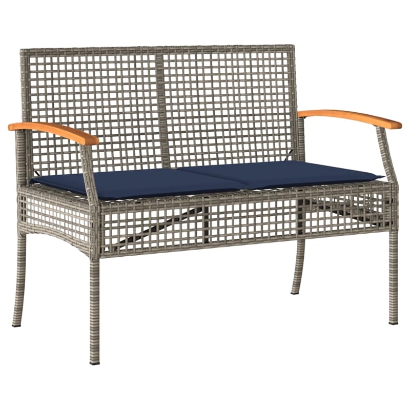 vidaXL 5 Piece Patio Dining Set with Cushions Gray Poly Rattan