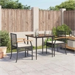 vidaXL 3 Piece Patio Dining Set with Cushions Black Poly Rattan