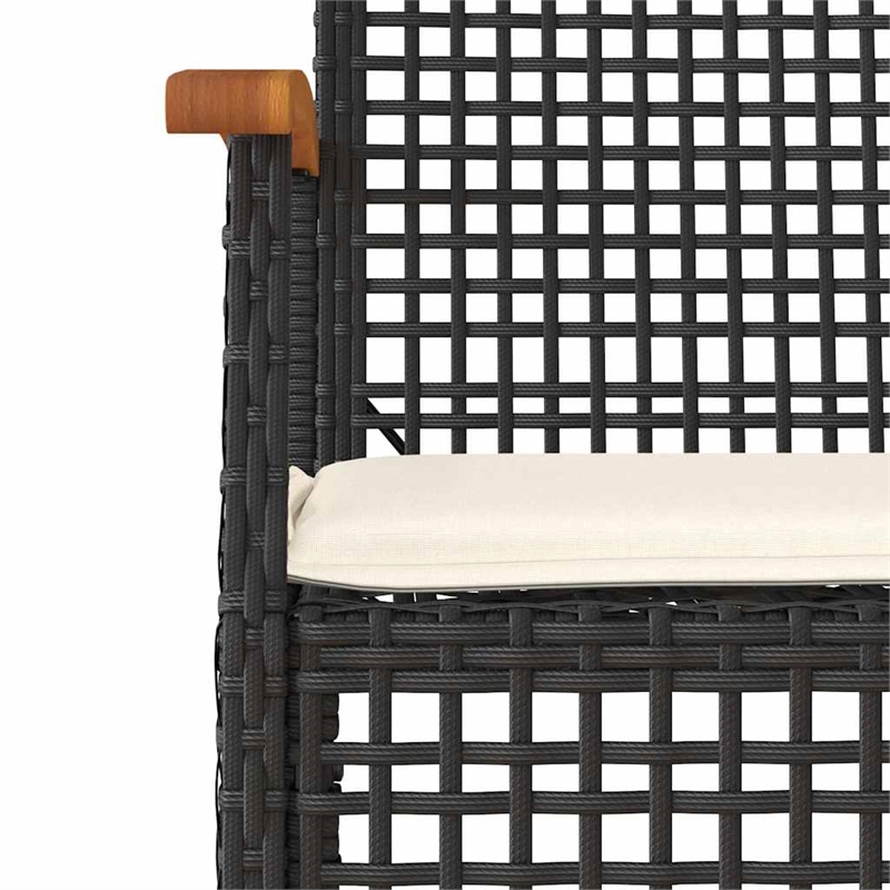 vidaXL 3 Piece Patio Dining Set with Cushions Black Poly Rattan