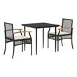 vidaXL 3 Piece Patio Dining Set with Cushions Black Poly Rattan