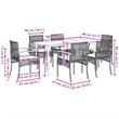 vidaXL 7 Piece Patio Dining Set with Cushions Black Poly Rattan