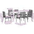 vidaXL 7 Piece Patio Dining Set with Cushions Black Poly Rattan