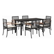 vidaXL 7 Piece Patio Dining Set with Cushions Black Poly Rattan