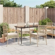 vidaXL 5 Piece Patio Dining Set with Cushions Beige Poly Rattan