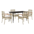 vidaXL 5 Piece Patio Dining Set with Cushions Beige Poly Rattan
