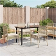 vidaXL 5 Piece Patio Dining Set with Cushions Beige Poly Rattan