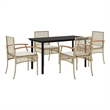 vidaXL 5 Piece Patio Dining Set with Cushions Beige Poly Rattan