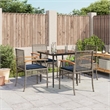 vidaXL 5 Piece Patio Dining Set with Cushions Gray Poly Rattan