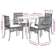 vidaXL 5 Piece Patio Dining Set with Cushions Gray Poly Rattan