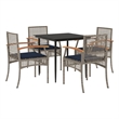 vidaXL 5 Piece Patio Dining Set with Cushions Gray Poly Rattan