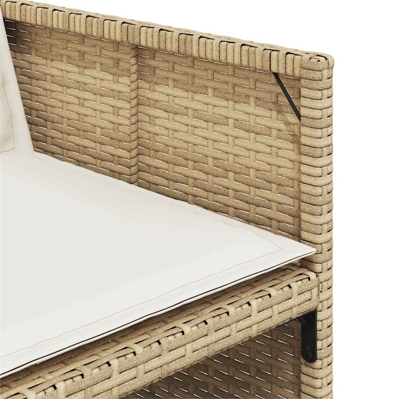 vidaXL 11 Piece Patio Dining Set with Cushions Beige Poly Rattan