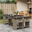 vidaXL 5 Piece Patio Dining Set with Cushions Gray Poly Rattan