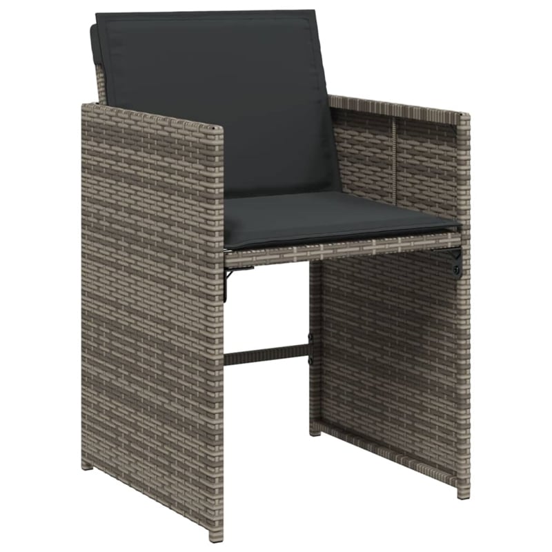 vidaXL 5 Piece Patio Dining Set with Cushions Gray Poly Rattan