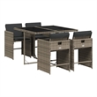 vidaXL 5 Piece Patio Dining Set with Cushions Gray Poly Rattan