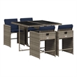 vidaXL 5 Piece Garden Dining Set with Cushions Grey Poly Rattan